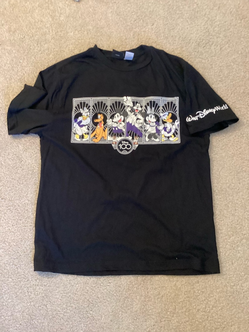 Disney Parks 100th Anniversary Mickey Minnie Donald Daisy Pluto Goofy Tee Sz M